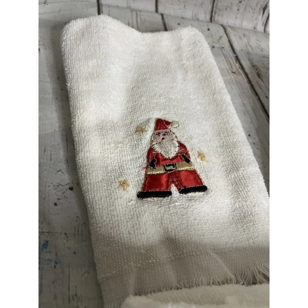 Vintage Christmas Holiday Santa 3 Towel Set “I Believe In Santa” Embroidered
